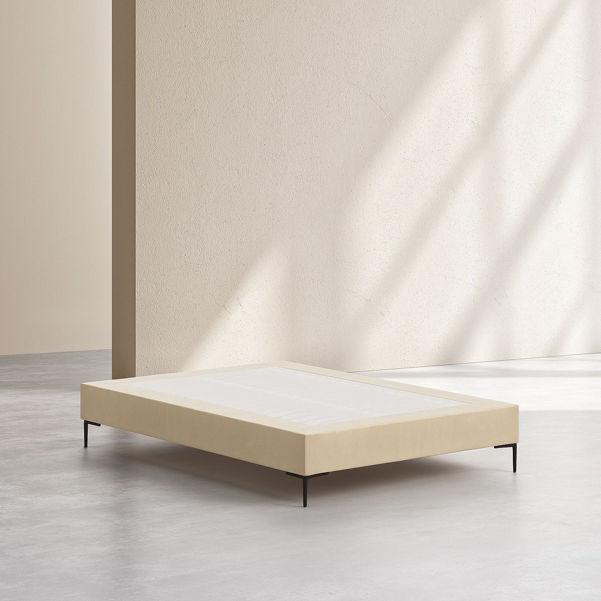 Sommier tapissier tissu NOTA crème, HABITAT