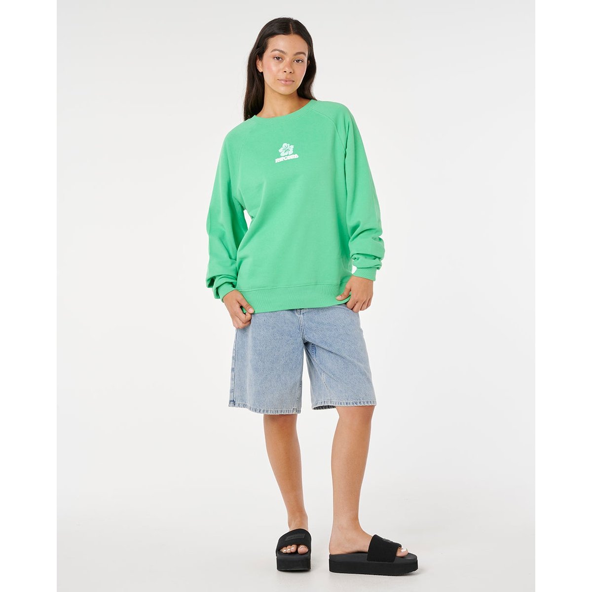 Sweat LUXE SURF RAGLAN RELAXED CREW vert irlandais, RIP CURL
