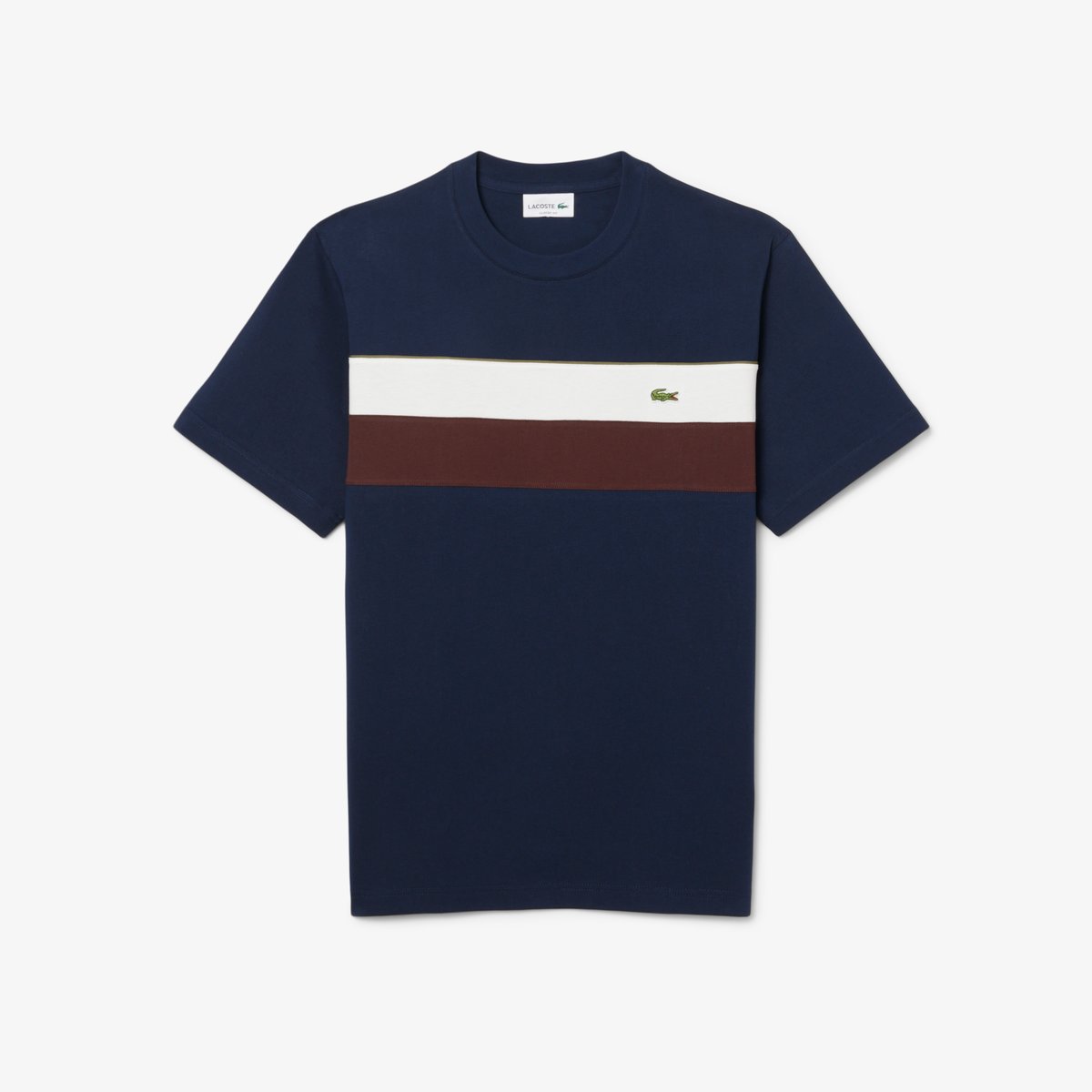 T-shirt jersey color-block bleu-6wz, LACOSTE