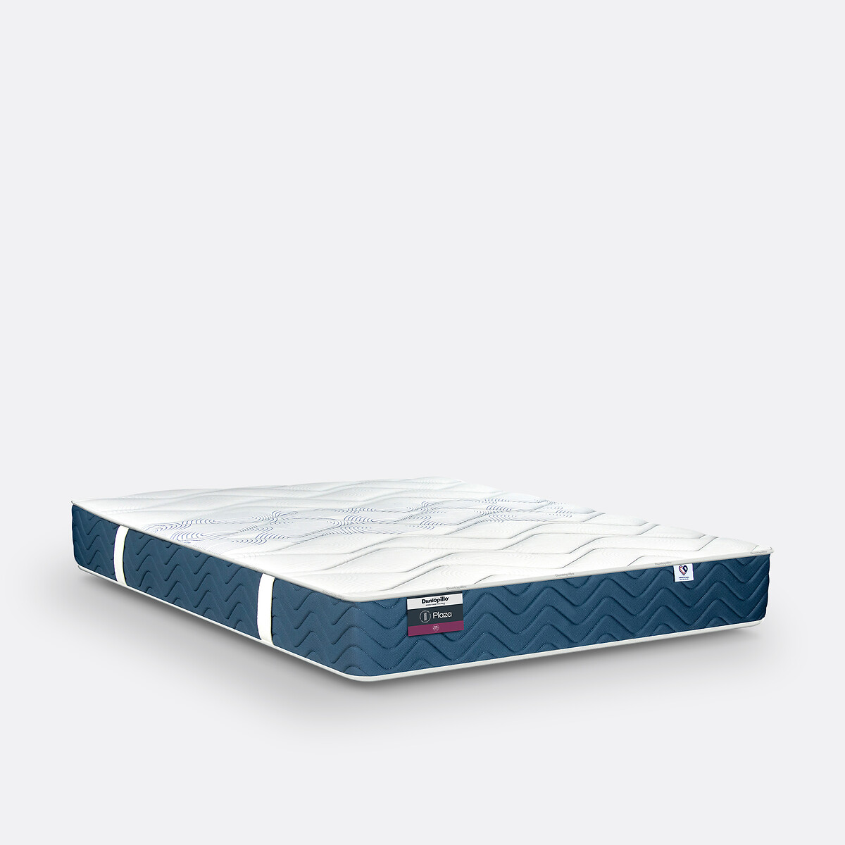 Matelas Plaza 458 ressorts ferme 5 zones H25 cm blanc/bleu, DUNLOPILLO