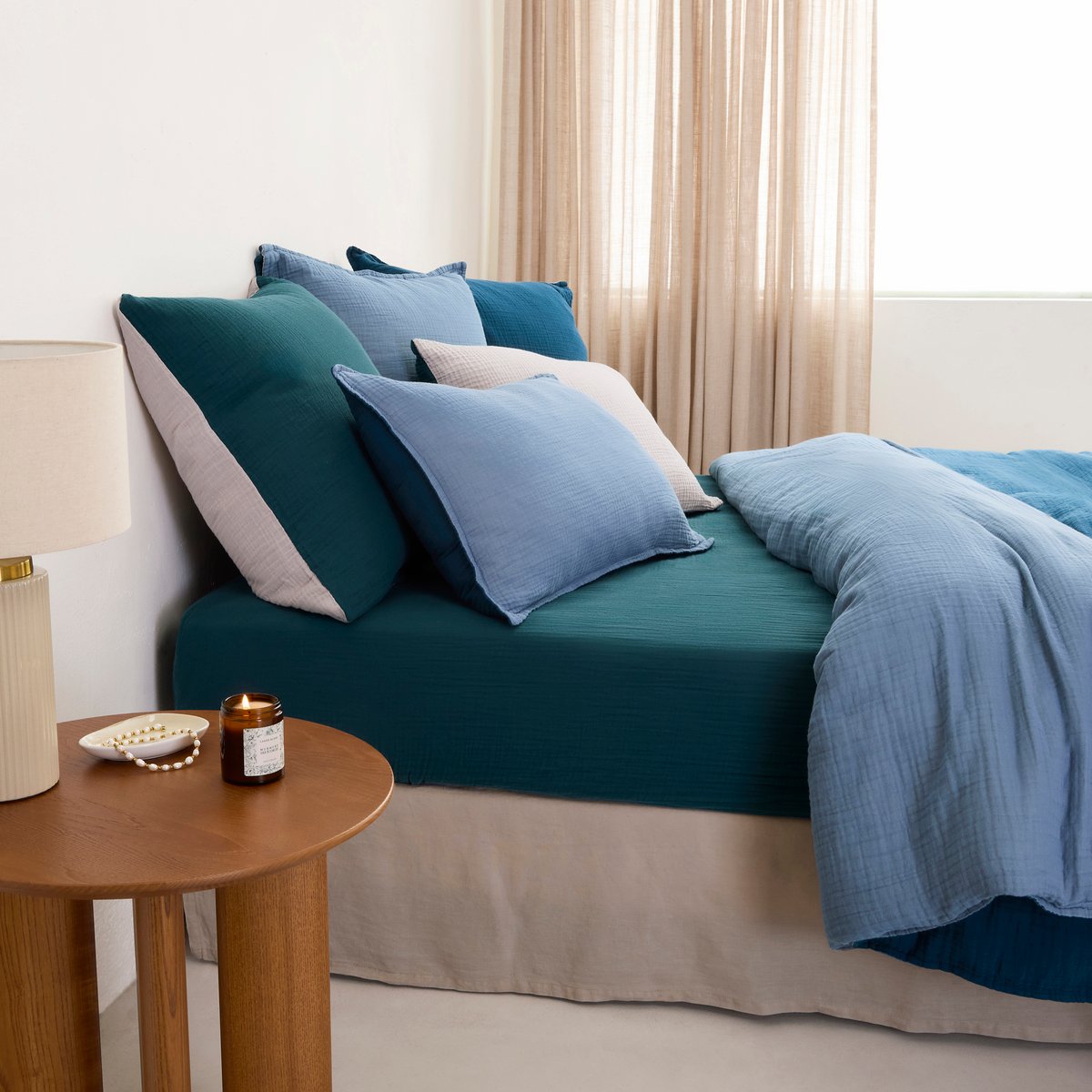Drap housse gaze de coton INFINI III outre-mer, CARRE BLANC