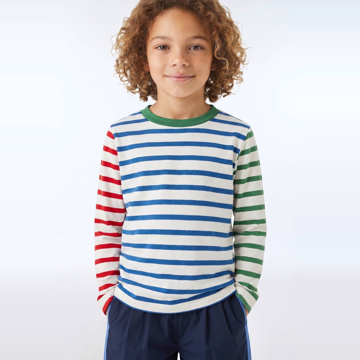 T-shirt manches longues imprimé en coton BIO GOTS porcelaine, MONOPRIX