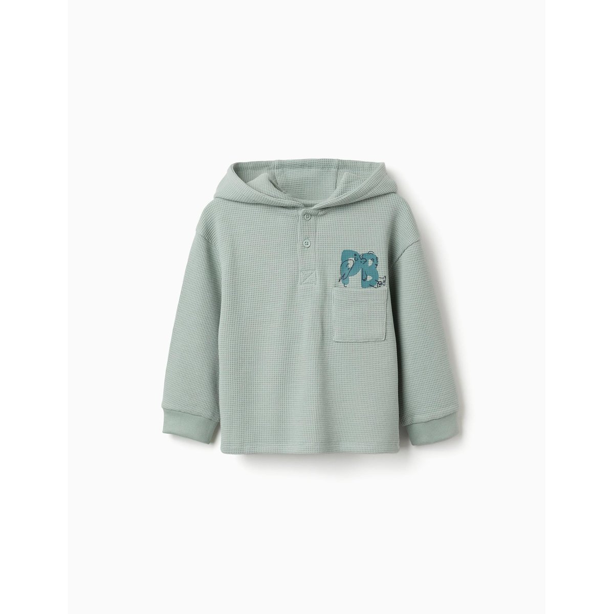 T-shirt à capuche avec imprimé et poche vert, ZIPPY