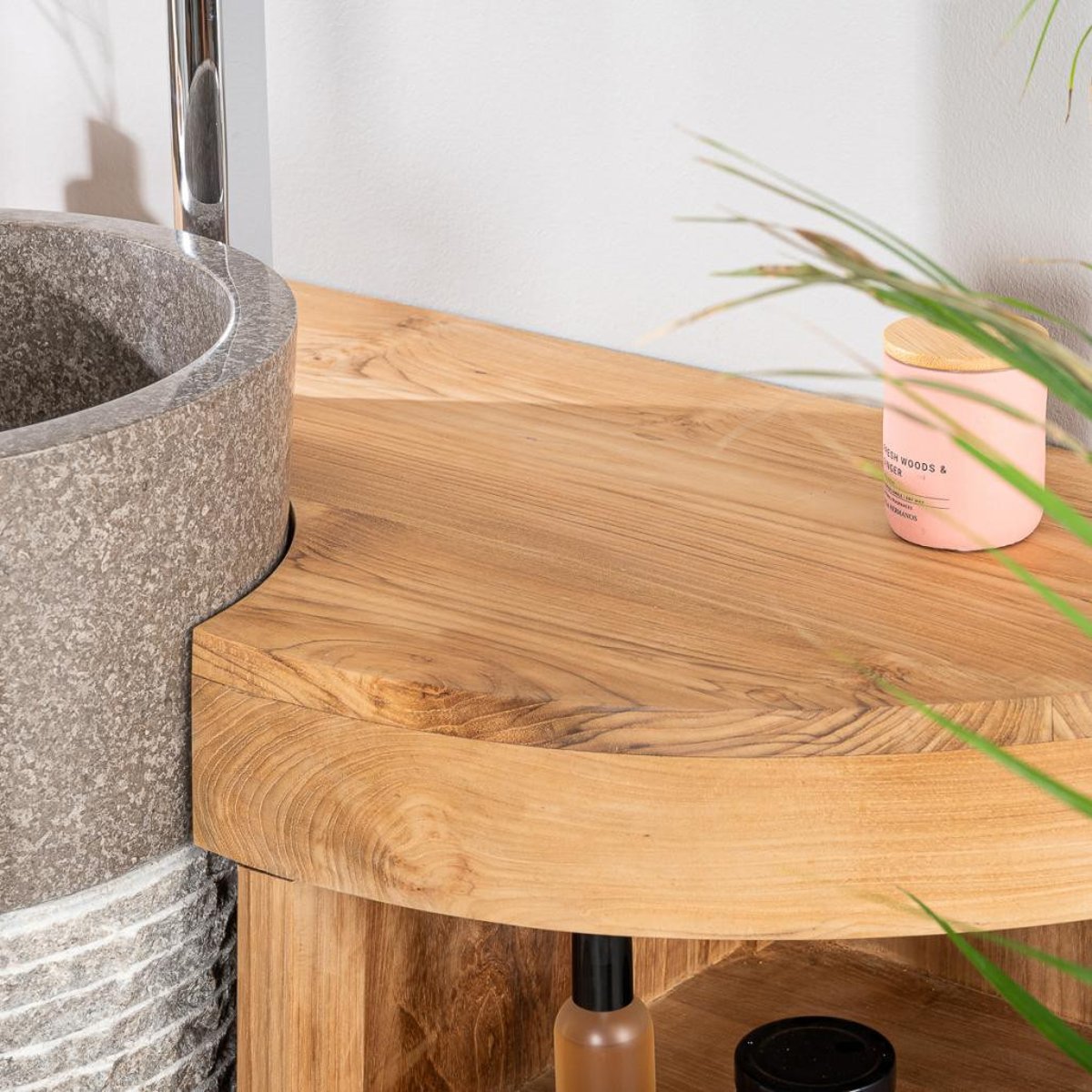 Meuble sous vasque en teck rectangle + vasque 120cm FLORENCE gris, WANDA COLLECTION