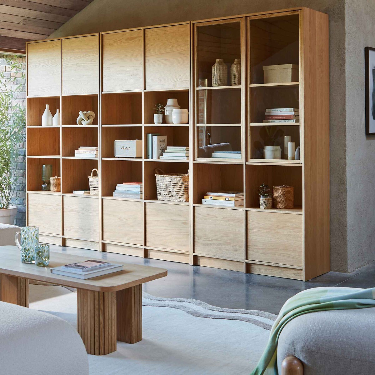 Senssia Modular Bookcase with 4 Doors/2 Compartments oak, LA REDOUTE INTERIEURS