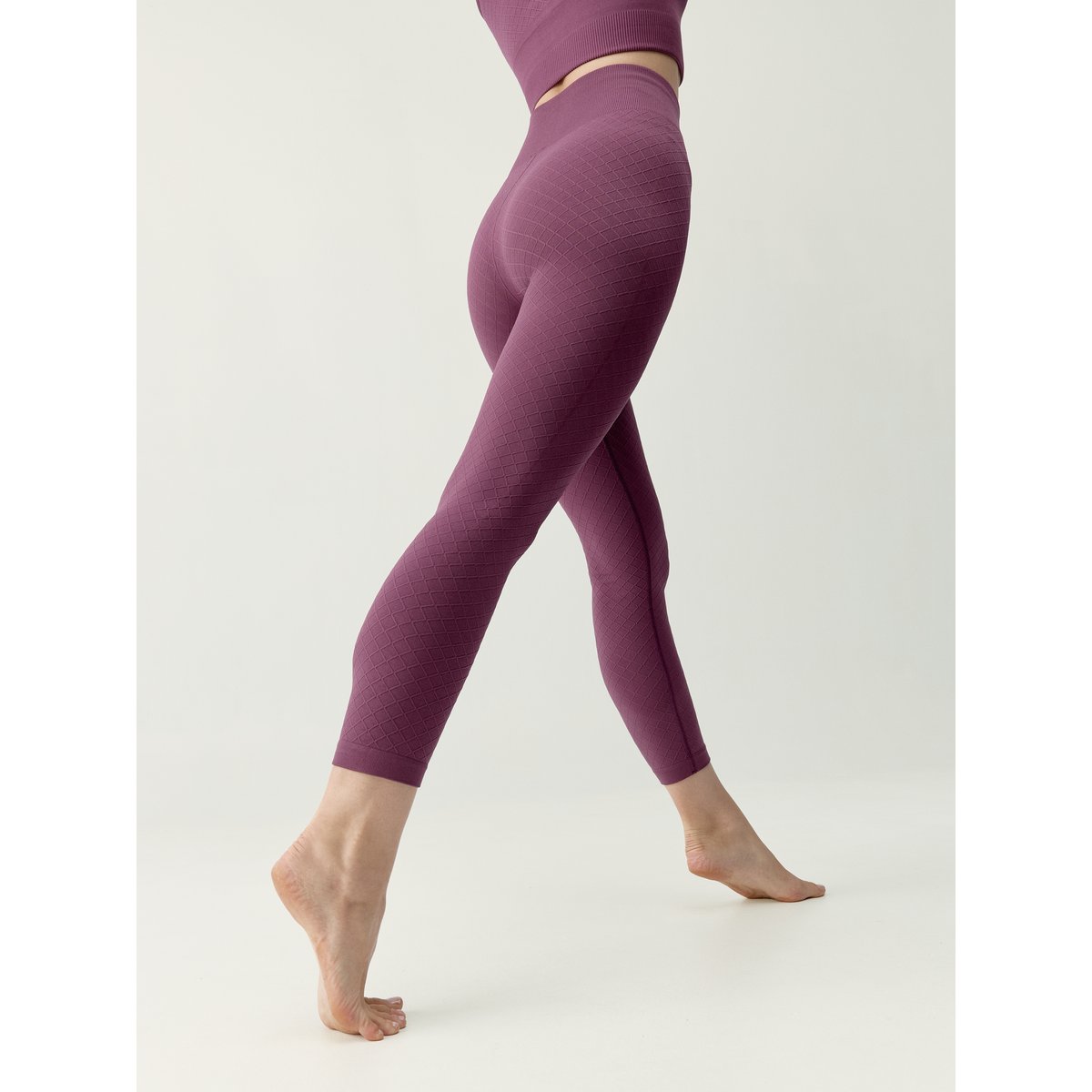Legging de sport femme Eira taille haute effet gainant bordeaux intense, BORN