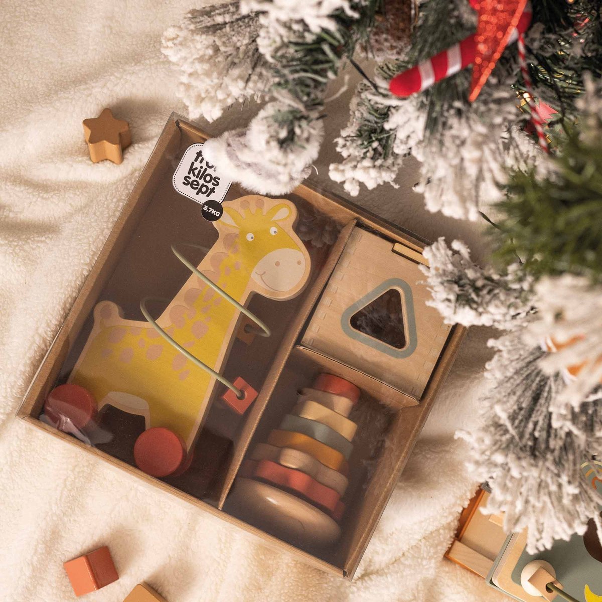 Coffret de 3 jouets d'éveil en bois multicolor, TROIS KILOS SEPT
