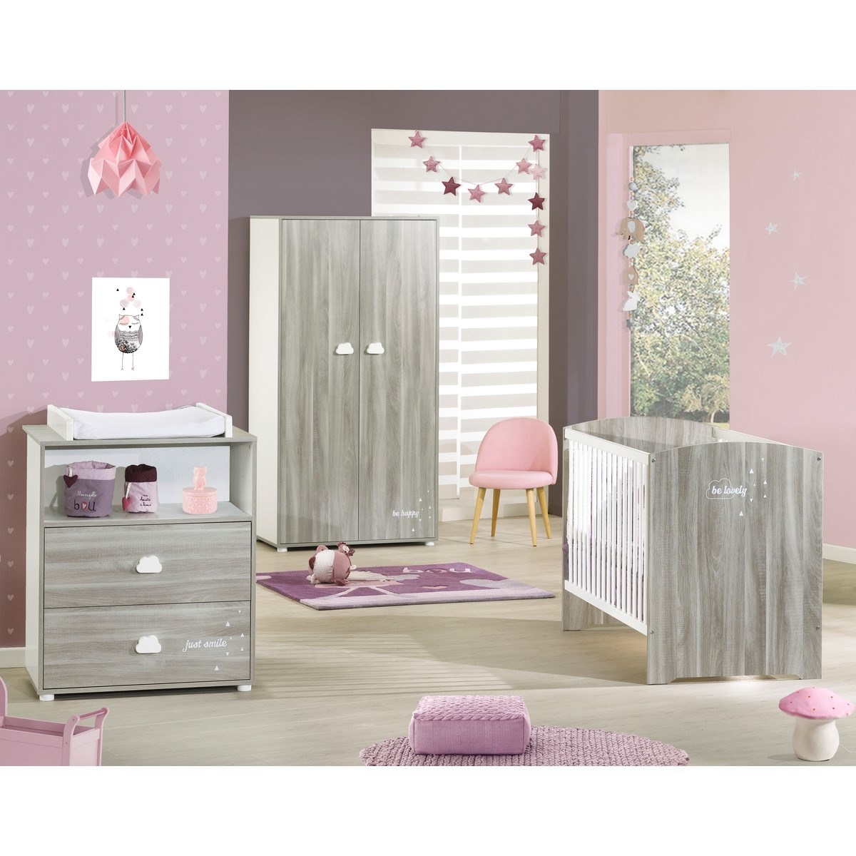 Armoire 2 portes en bois gris, BABY PRICE