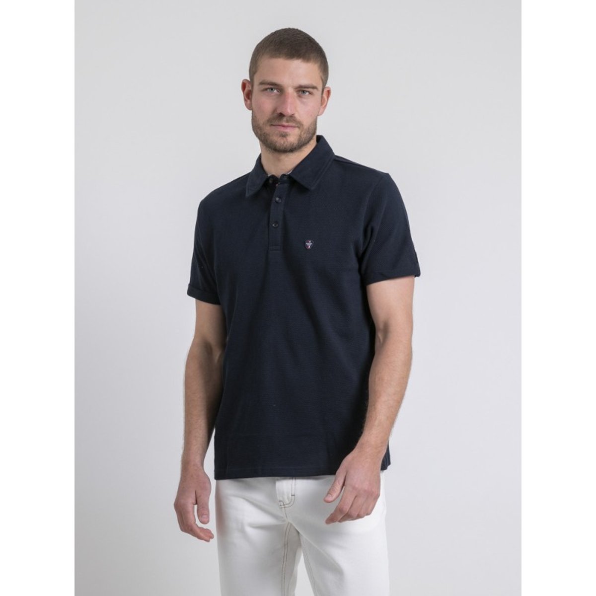 Polo Manches Courtes Pur Coton Pouloan bleu marine, RITCHIE