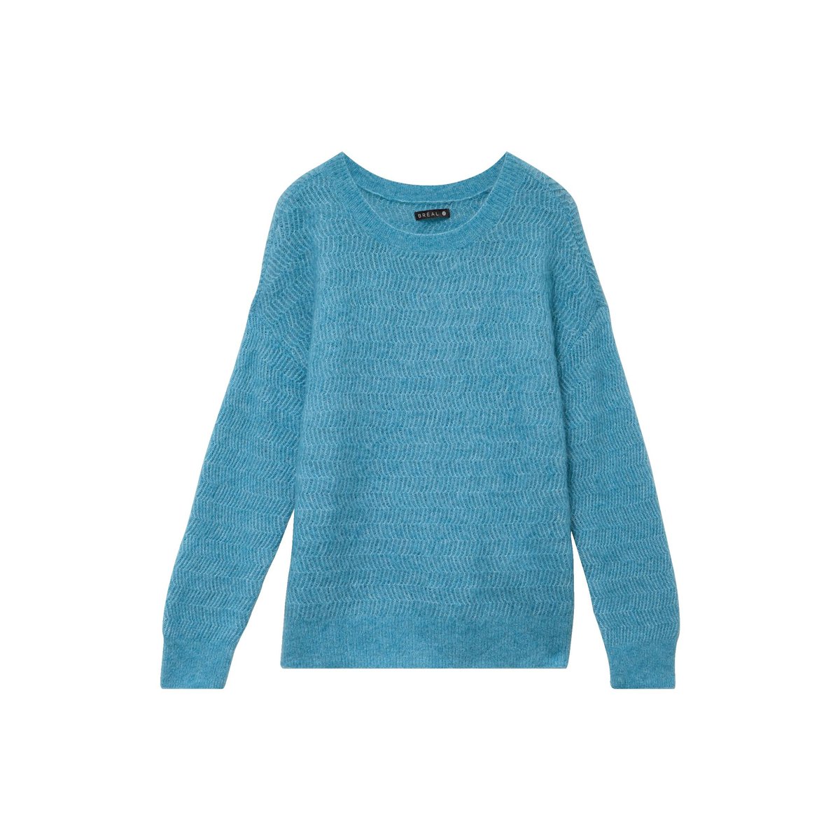 Pull droit col rond manches longues bleu pétrole, BREAL