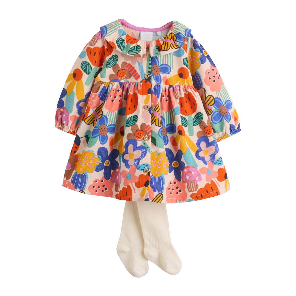 Robe en velours et collants bébé, 2 pièces impression multicolore, NEXT