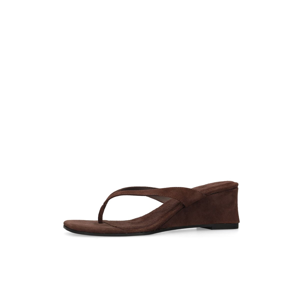 Mules à talon compensé en daim marron, SACHA
