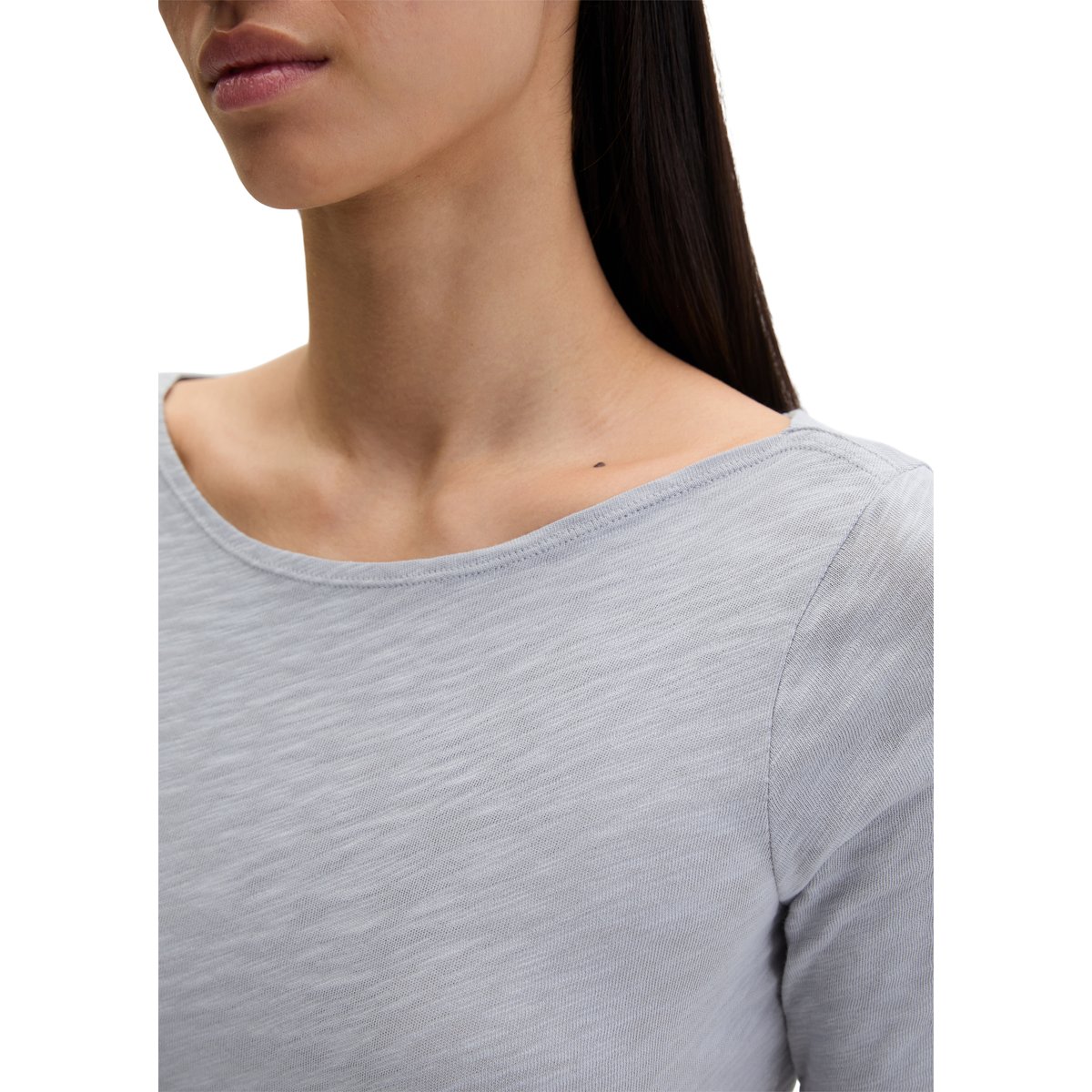 T-shirt DfC regular en jersey slub doux gris, MARC O'POLO
