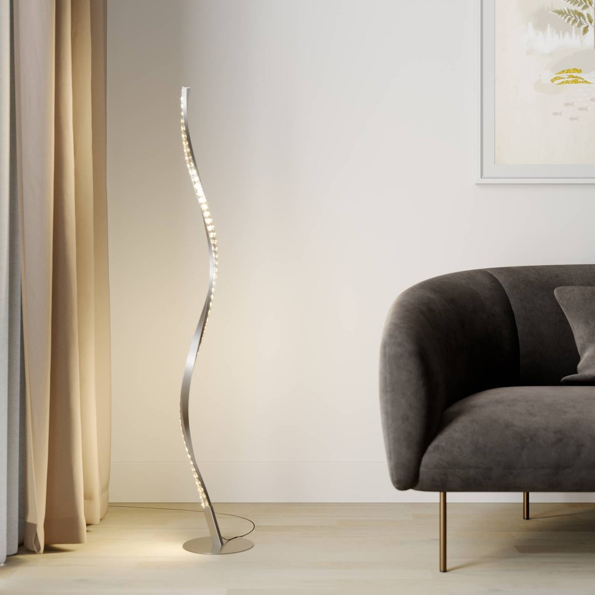 Lampadaire en aluminium moderneLED, Criostal aluminium, transparent, LINDBY