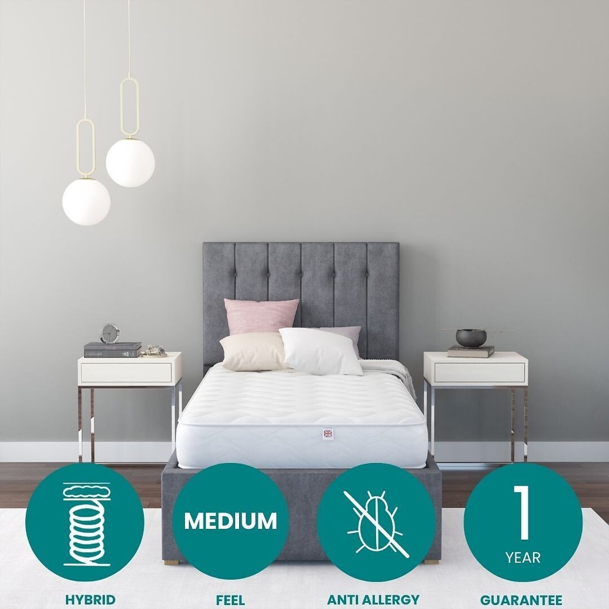 Aspire Essentials Pro Support Dual Memory Foam Hybrid Mattress white, ASPIRE