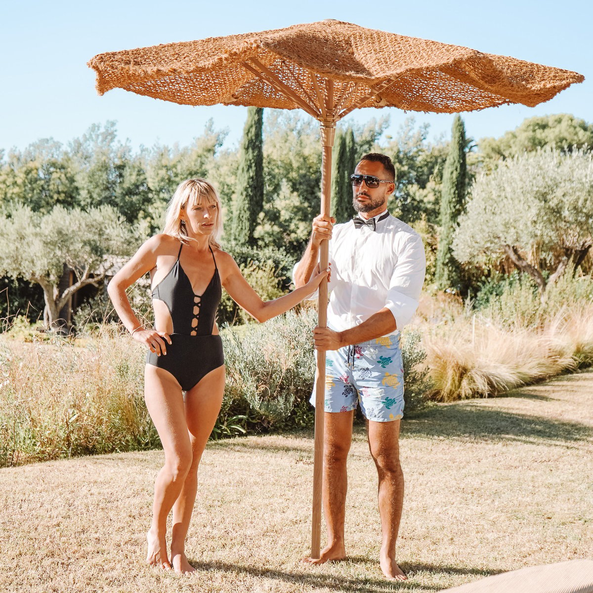 Parasol rond en fibre de coco marron, MX HOME