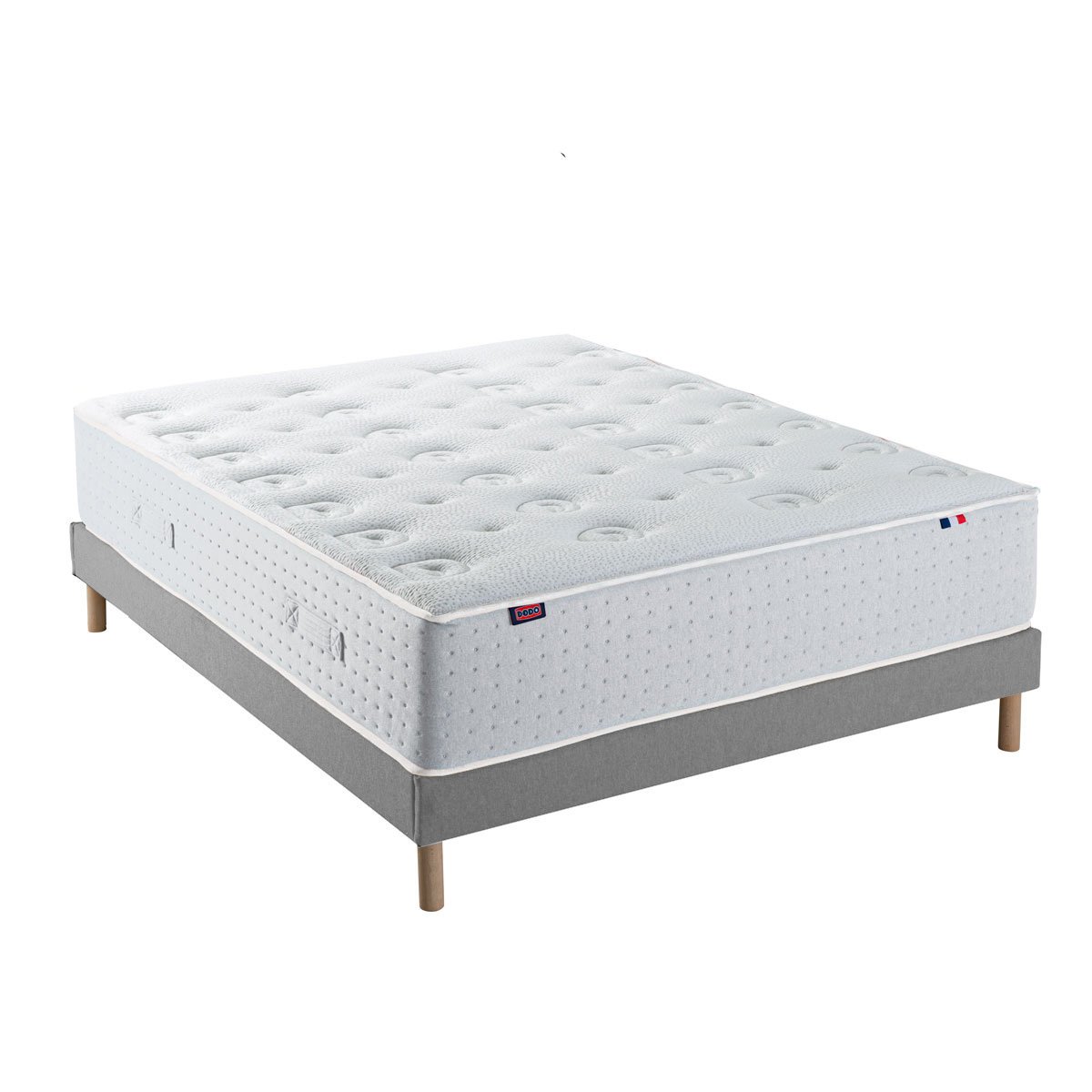 Ensemble Lit - Matelas ferme + sommier - Blanc/Gris LE VERITABLE gris foncé, blanc, DODO