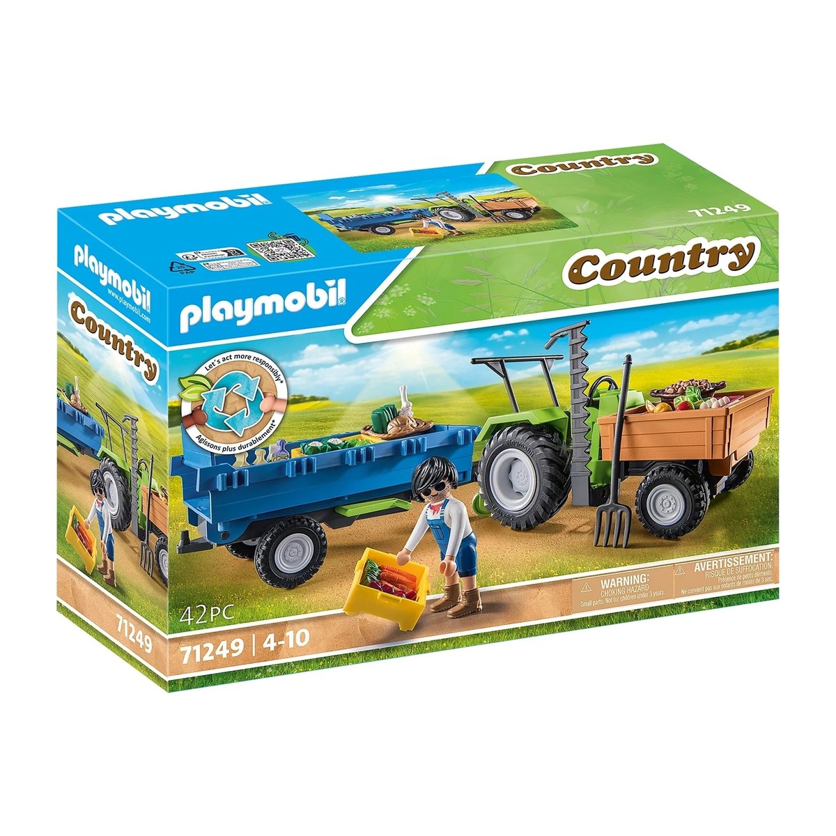Tracteur avec remorque multicolore, PLAYMOBIL