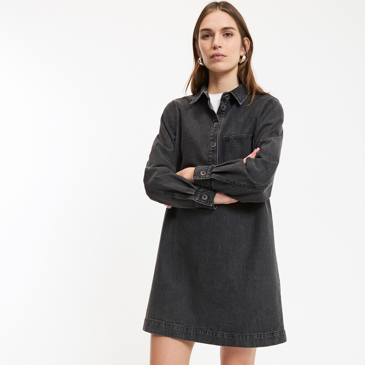 Robe courte en denim, Signature ALBANE noir délavé, LA REDOUTE COLLECTIONS