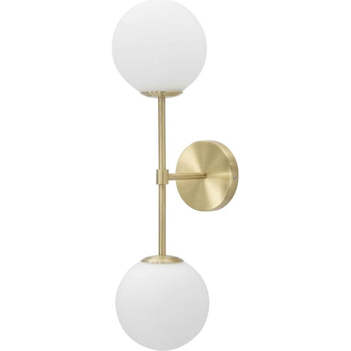 Applique murale fer et verre 2 globes GLAM doré et blanc, RECOLLECTION