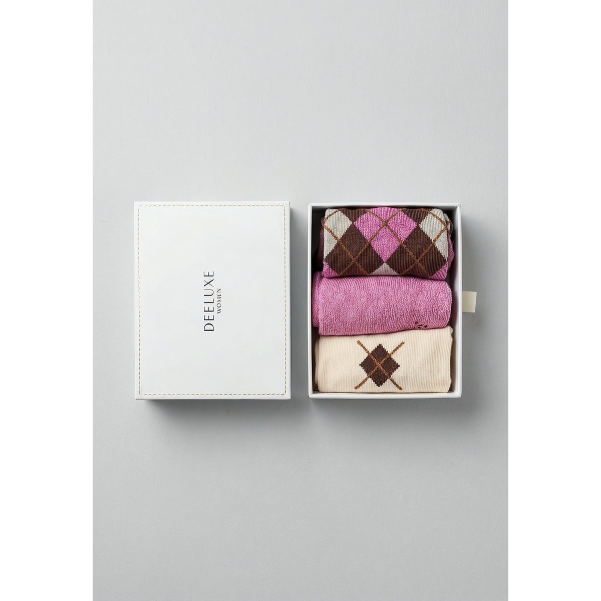 Chaussettes femme motif losanges DIAMOND rose, DEELUXE