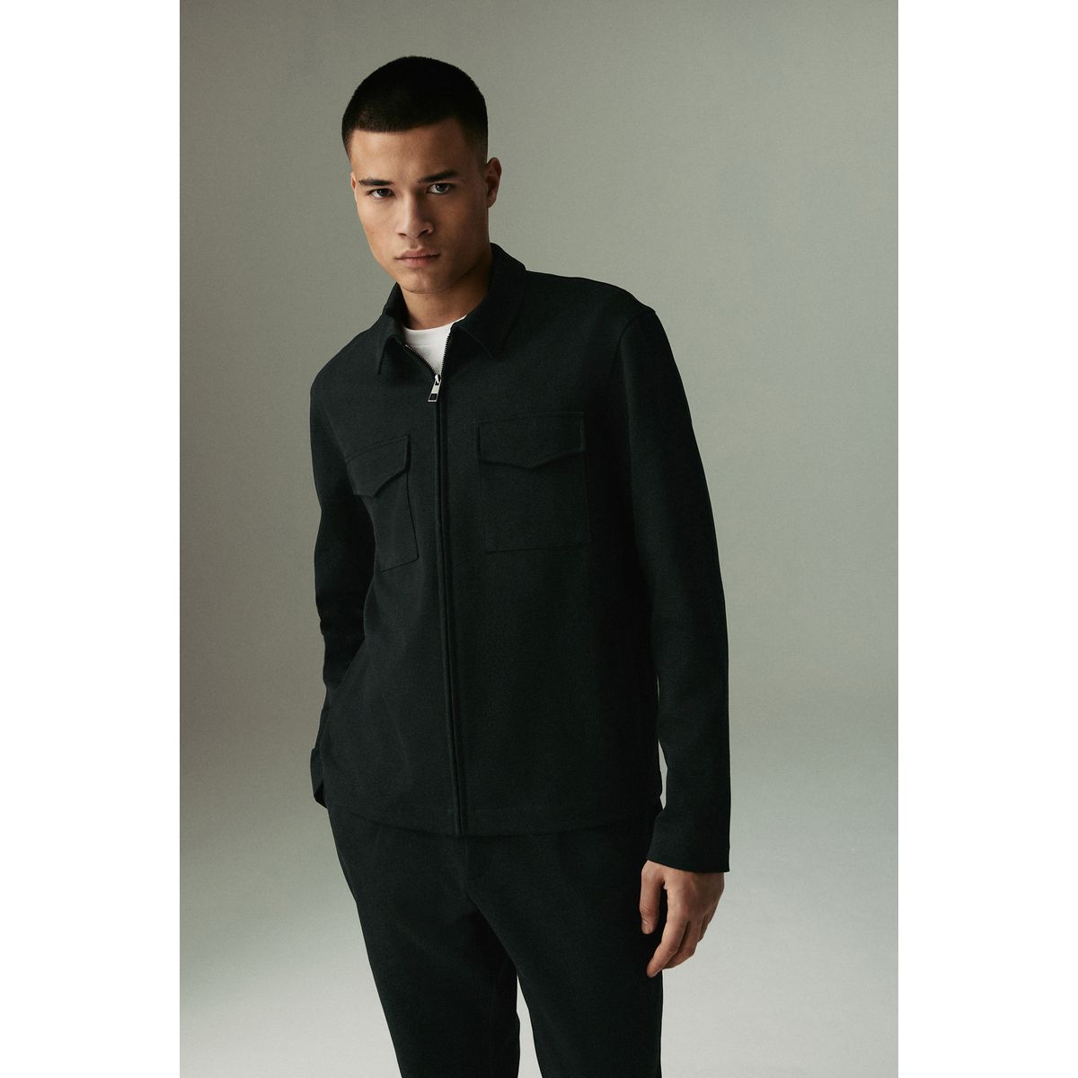 Veste-chemise en jersey et pantalon, 2 pièces noir, NEXT