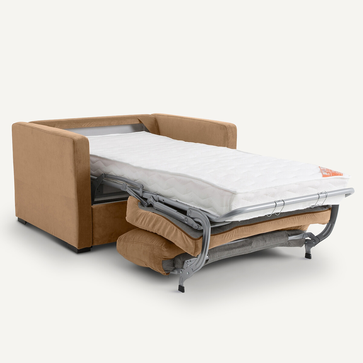 Canapé 2 places, convertible, en velours stonewashed, NEO KINKAJOU ficelle, AM.PM
