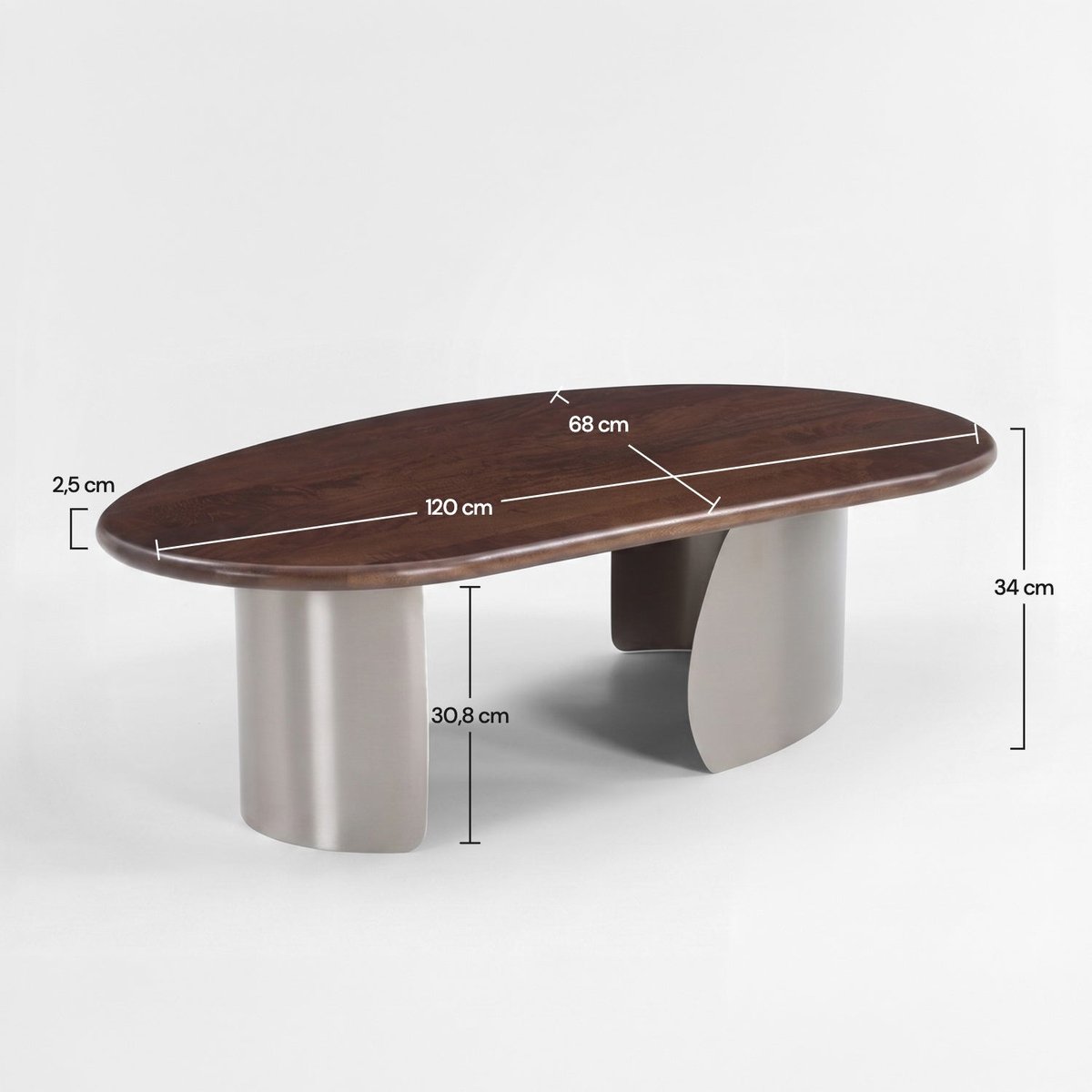 Table basse en bois de manguier et métal brossé 120 cm - SELMA marron foncé et métal, MAISON PAVANE