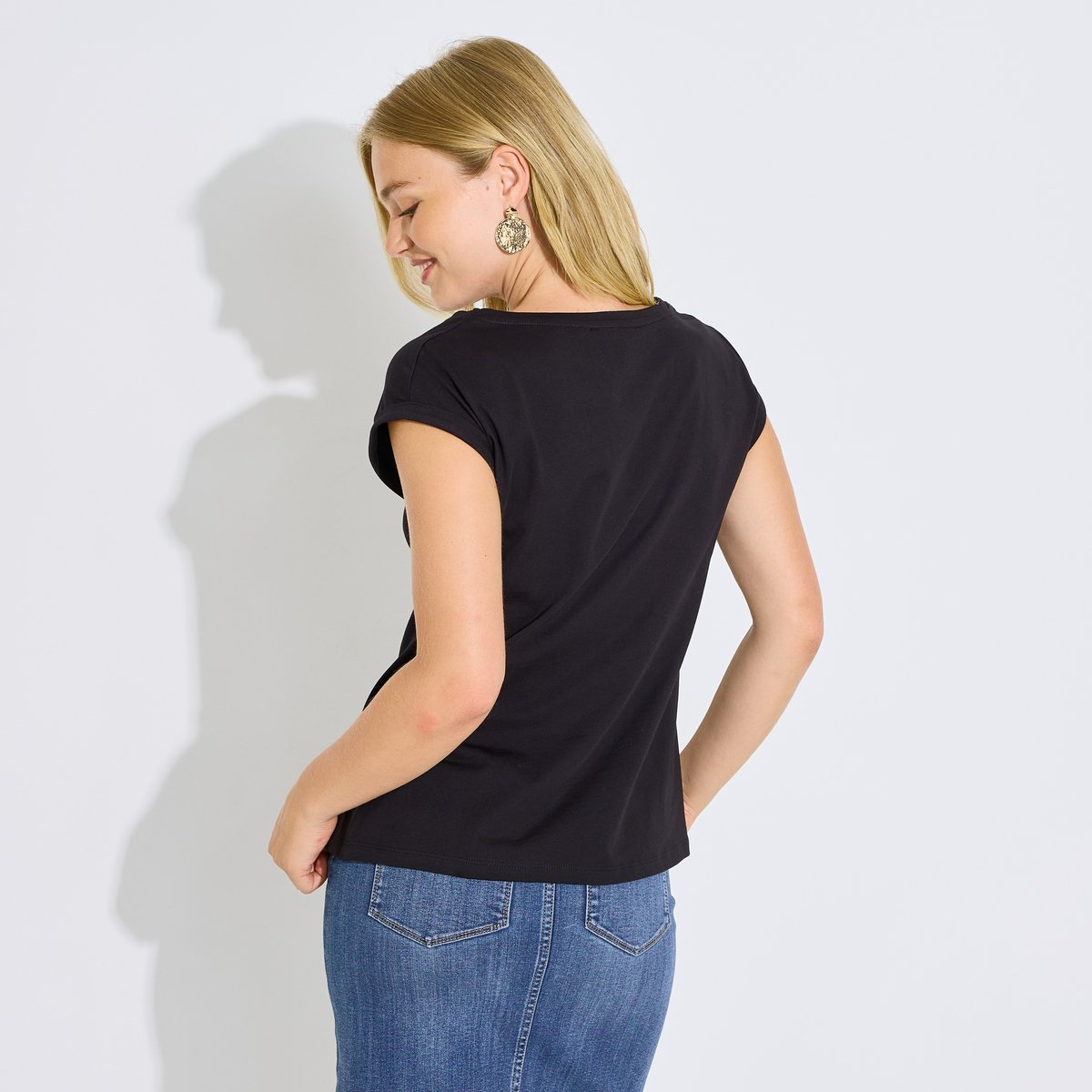 T-shirt motif cœur strass noir, GRAIN DE MALICE