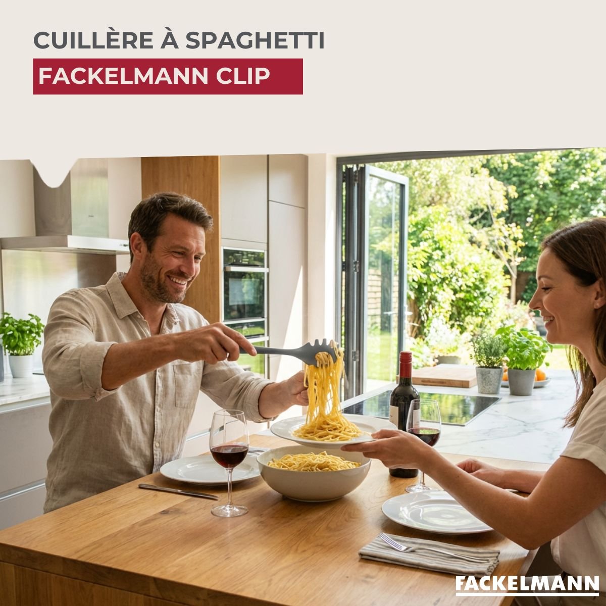 Cuillère à spaghettis CLIP gris, FACKELMANN