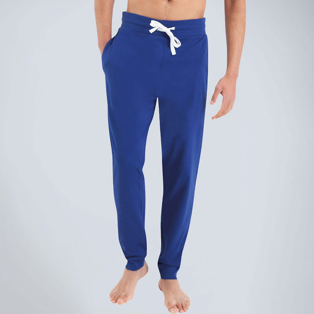 Pyjama long molleton bleu/gris, ATHENA
