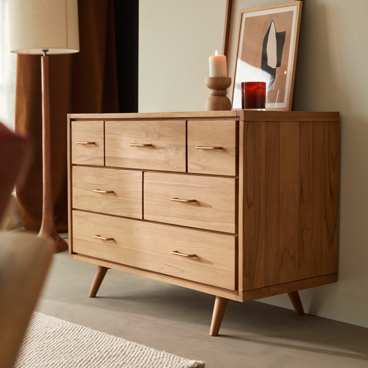 Commode en Teck massif, KORT naturel, TIKAMOON
