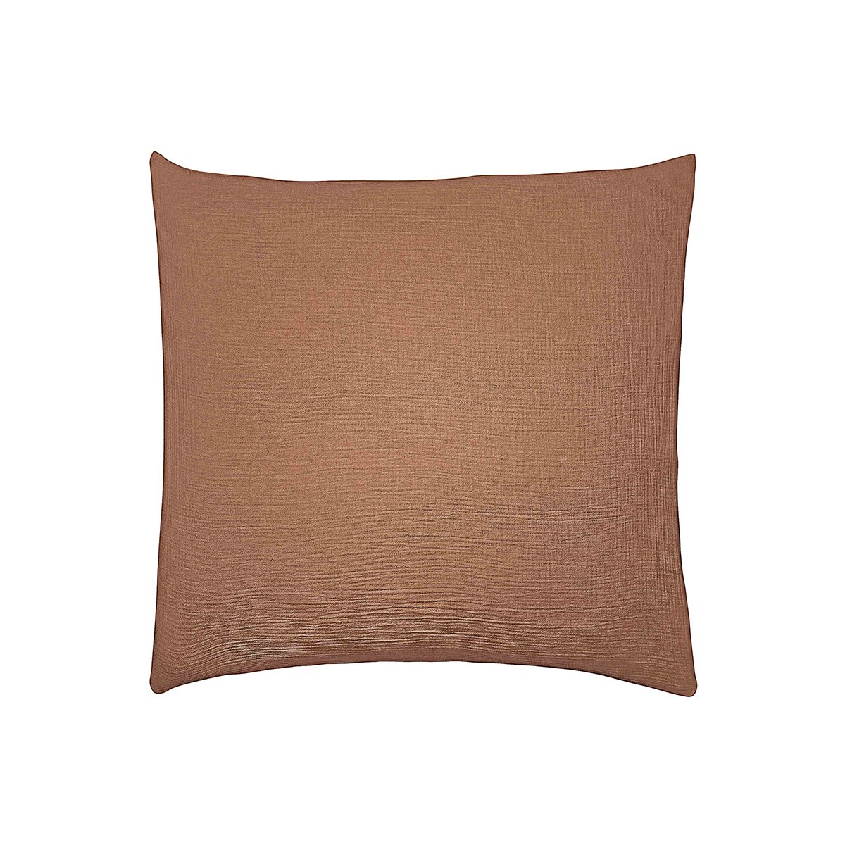 Taie d'oreiller unie en gaze de coton lavée, TENDRESSE marron mocha, ESSIX