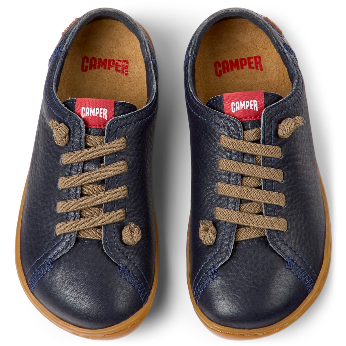 Baskets À Lacets Élastiques Cuir Peu Cami bleu, CAMPER