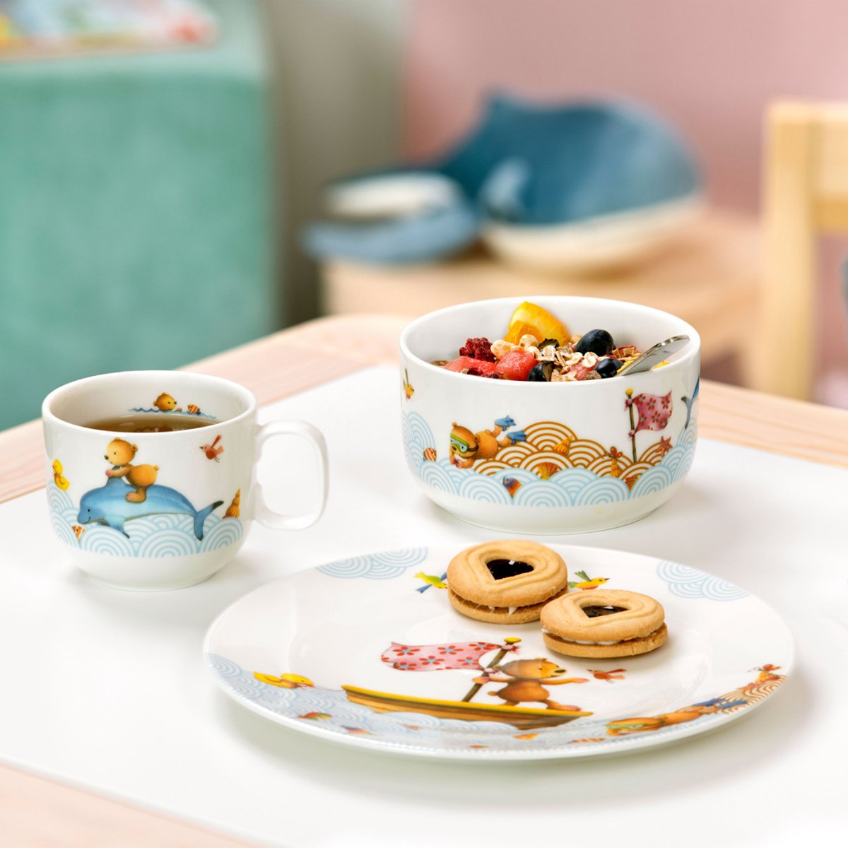 Set 3pcs EF Happy as a Bear bleu, VILLEROY & BOCH