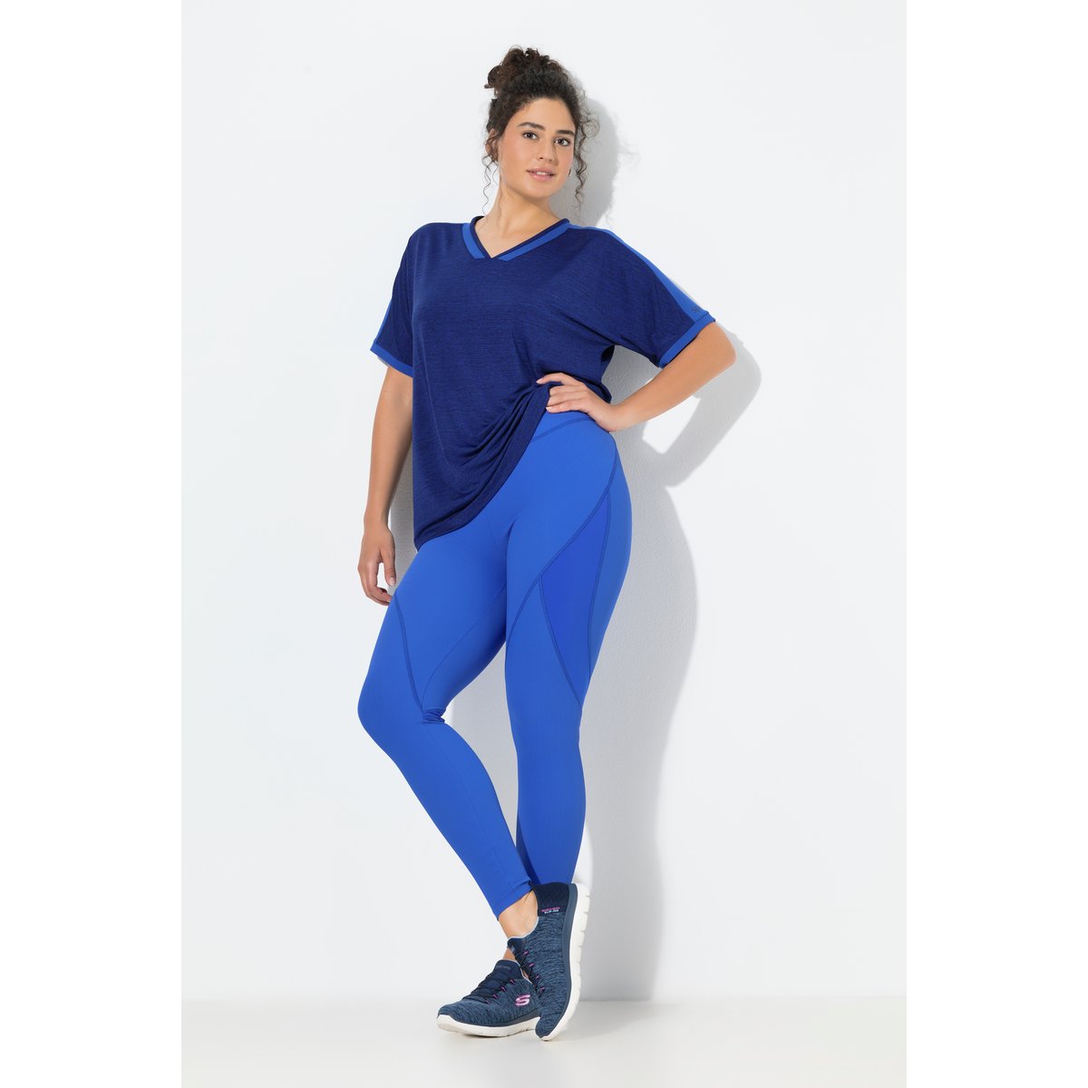 Legging technique en jersey côtelé recyclé bleu roi, ULLA POPKEN
