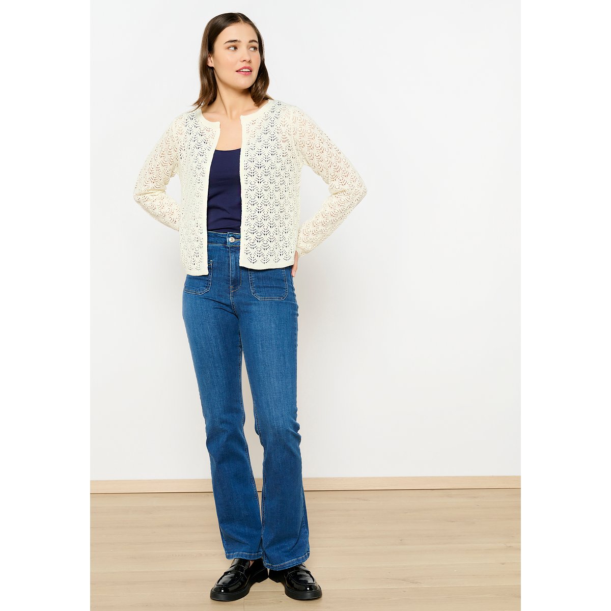 Cardigan en crochet blanc vanille, LOLALIZA
