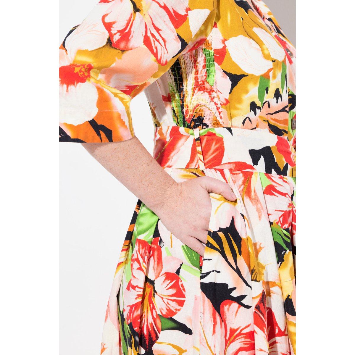 Robe maxi en lin mélangé rouge pavot, ULLA POPKEN