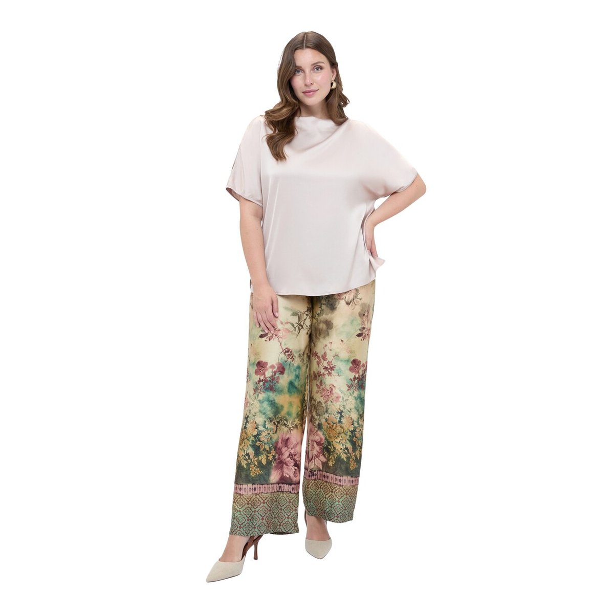 Blouse avec encolure bateau et découpes rose, FIORELLA RUBINO