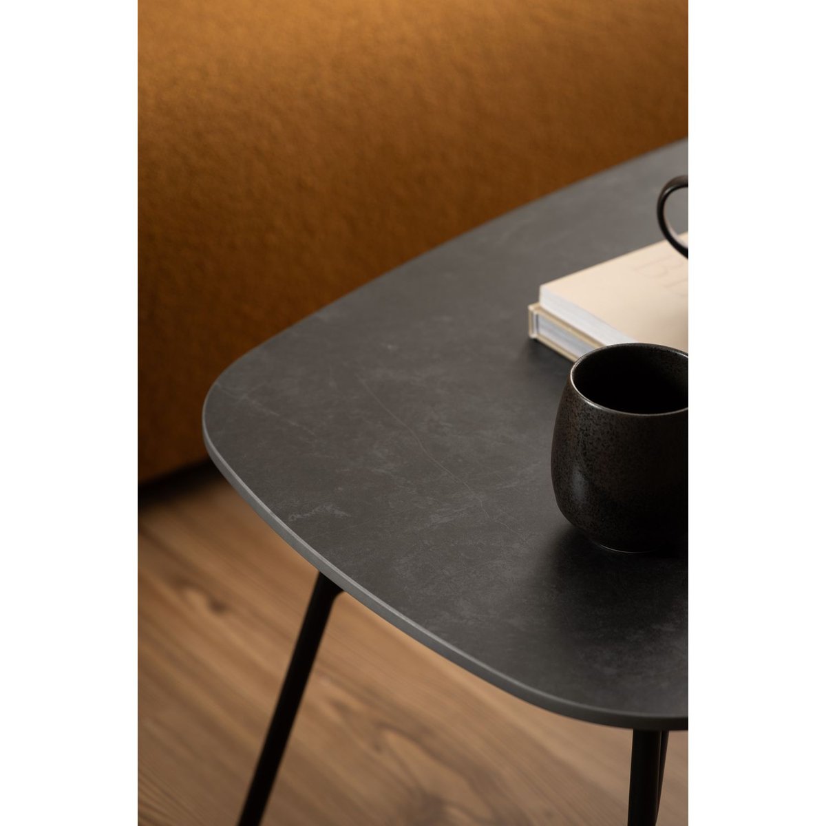 Table basse rectangulaire en bois et métal design vintage HALDOR noir, TOILINUX