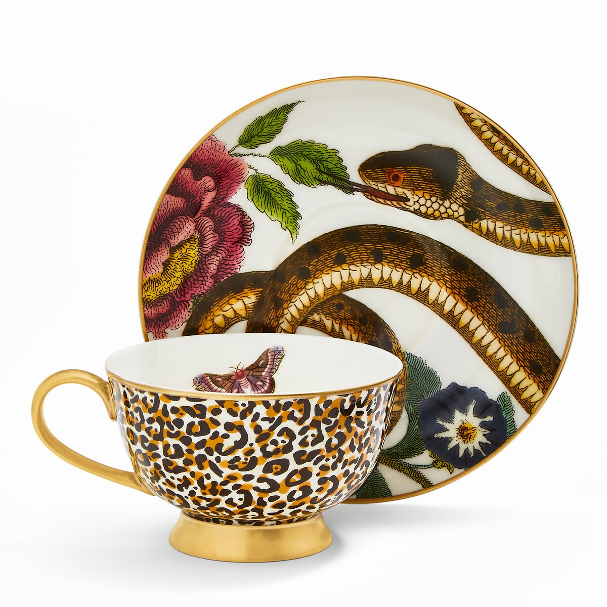 Creatures of Curiosity Leopard Cup & Saucer multi-coloured, SPODE