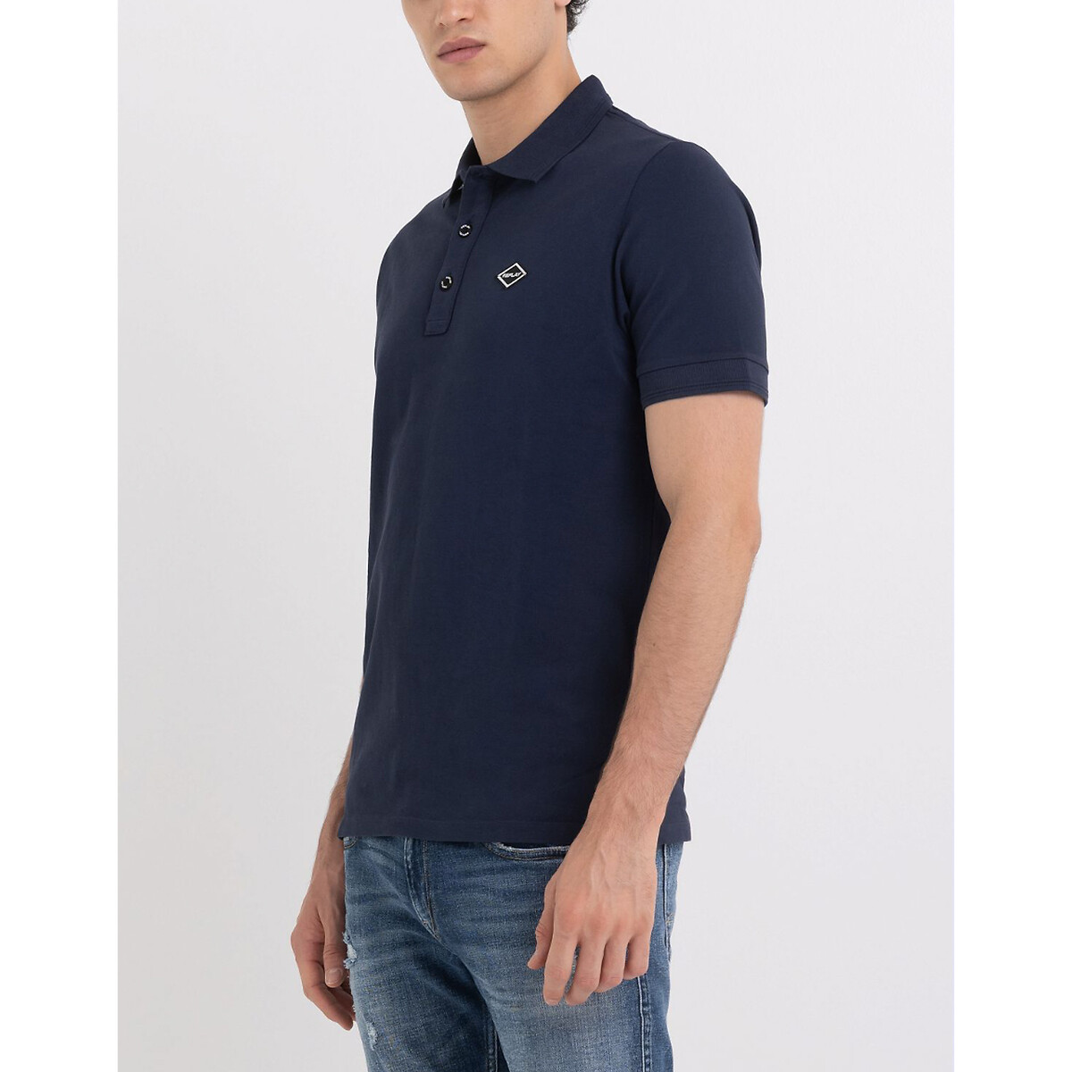 Polo droit à  manches courtes marine, REPLAY