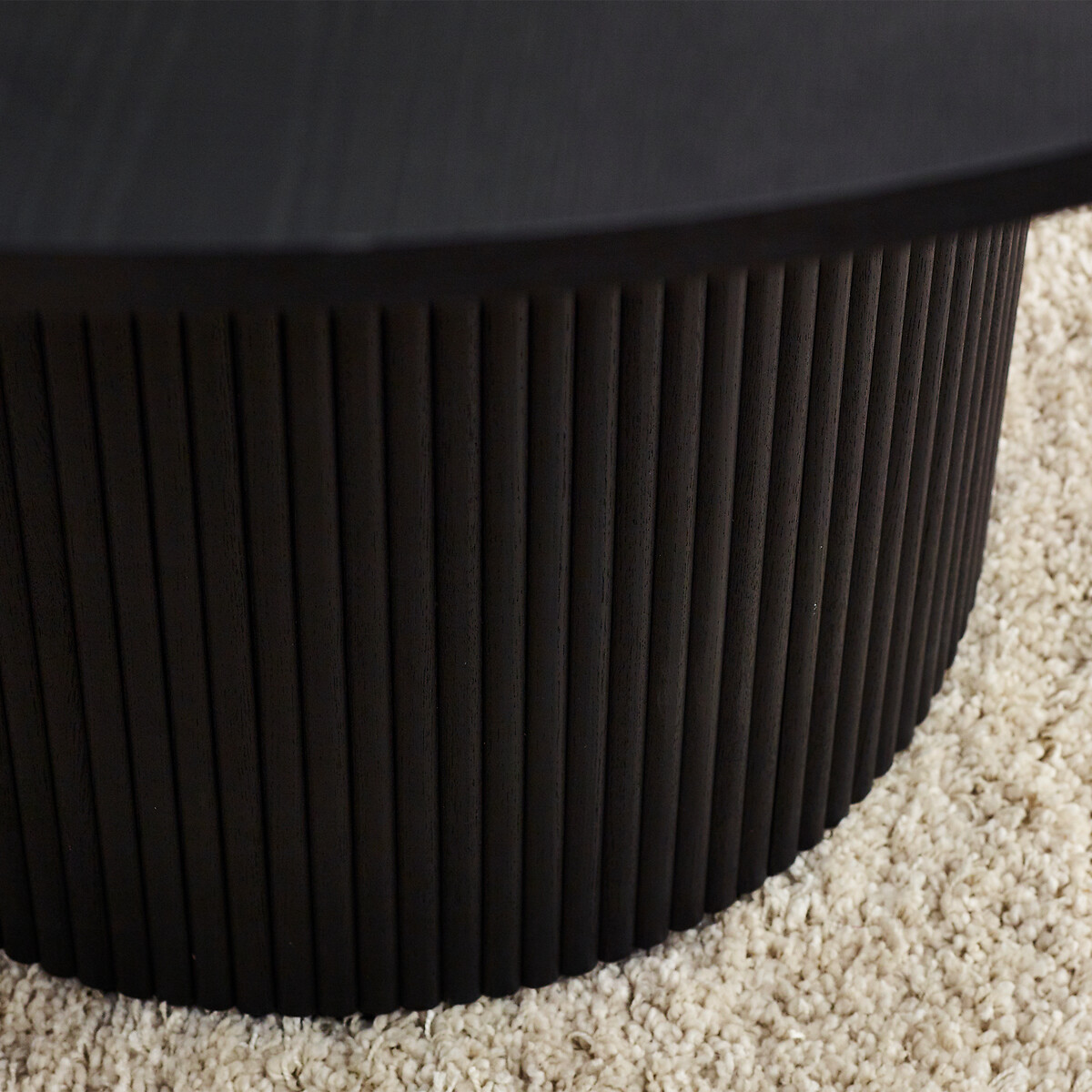 Lucien Fluted Wood Round Pedestal Dining Table black, SO'HOME
