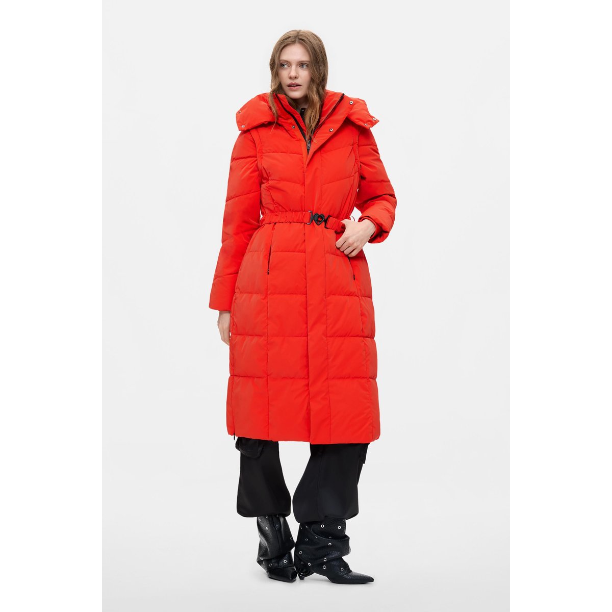 Manteau long matelassé orange, DESIGUAL