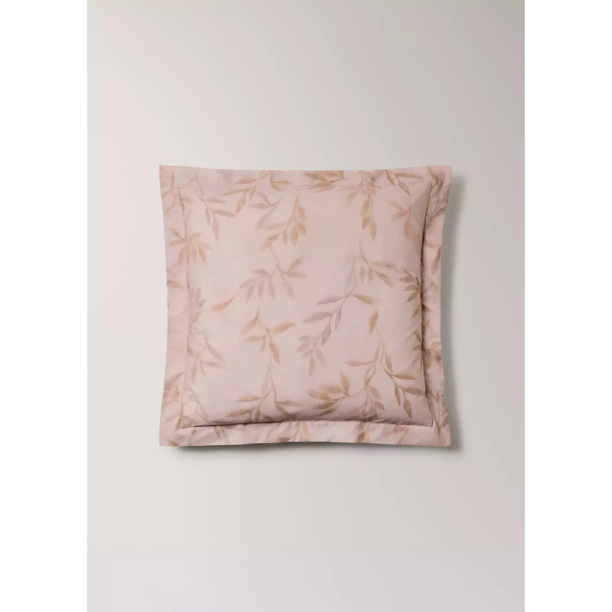 Deux taies d’oreiller percale de coton imprimé feuilles 60x60 cm pêche, MANGO HOME