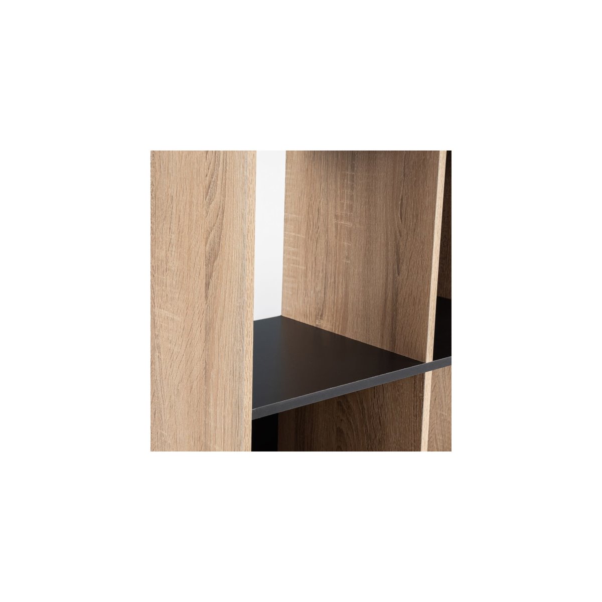 Étagère en MDF Bois et Noir - 8 Casiers noir, WADIGA