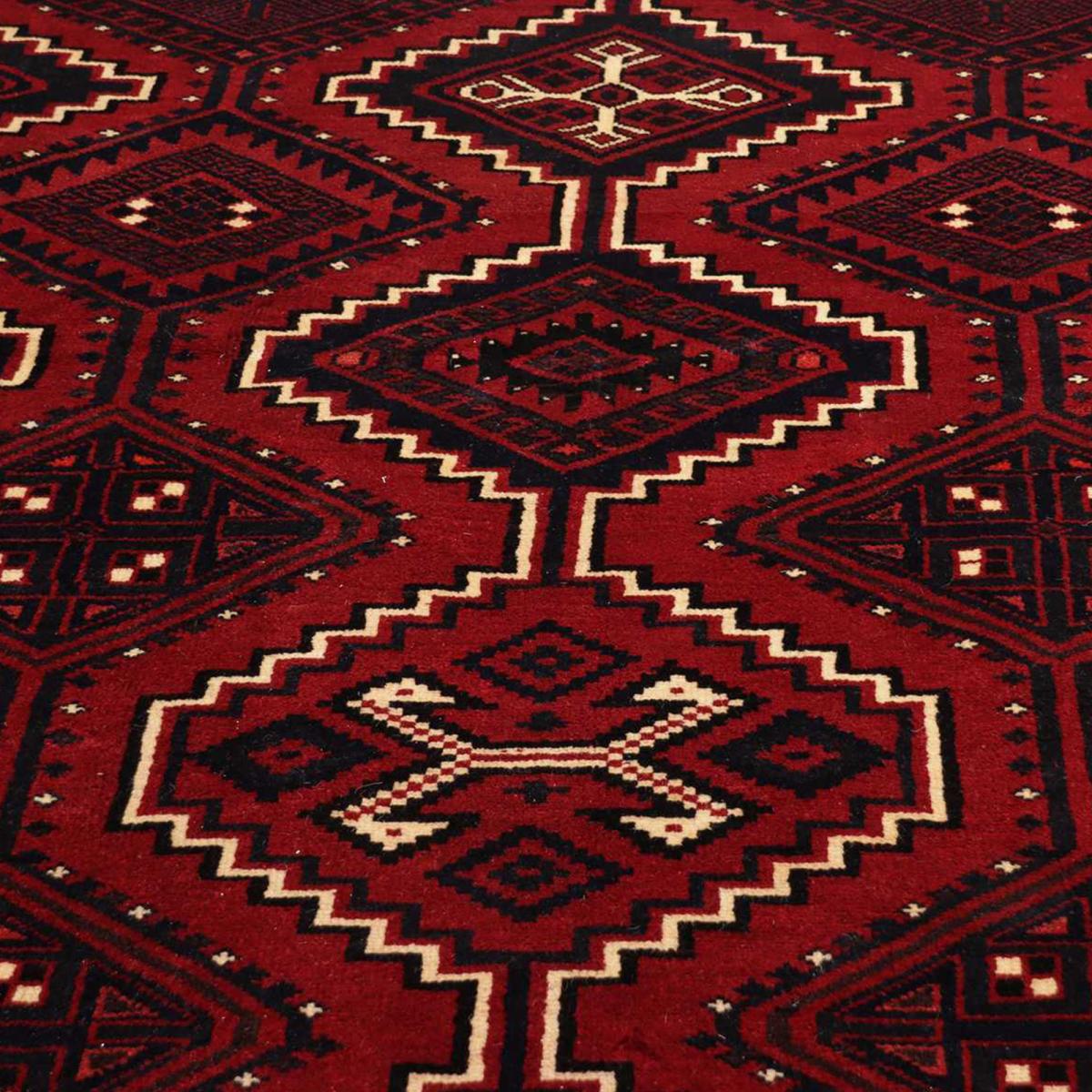 Tapis d'orient, motif oriental, noué main en laine, LORI 4 rouge, crème, noir, UN AMOUR DE TAPIS