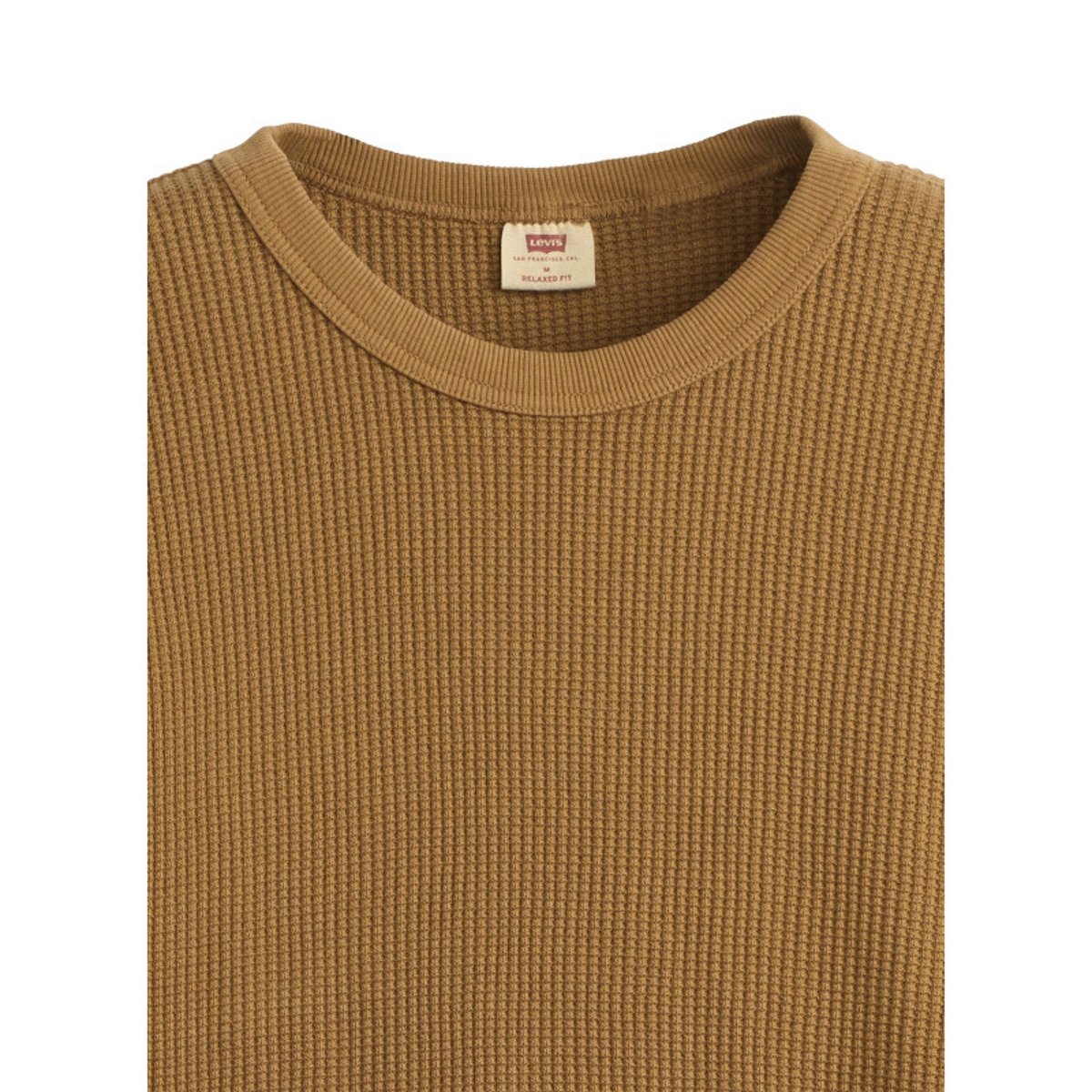 T-shirt en coton camel à coupe droite pourvu de manches longues brun, LEVI'S