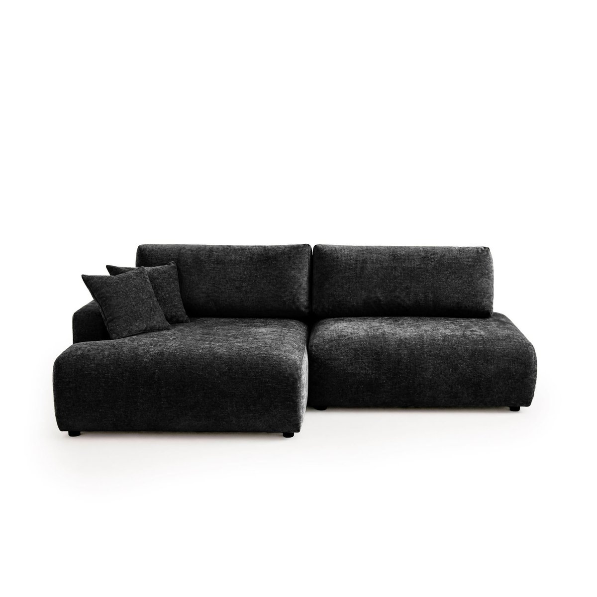 Canapé d'Angle Convertible en Tissu texturé 4 places - PIVOINE noir, BEST MOBILIER