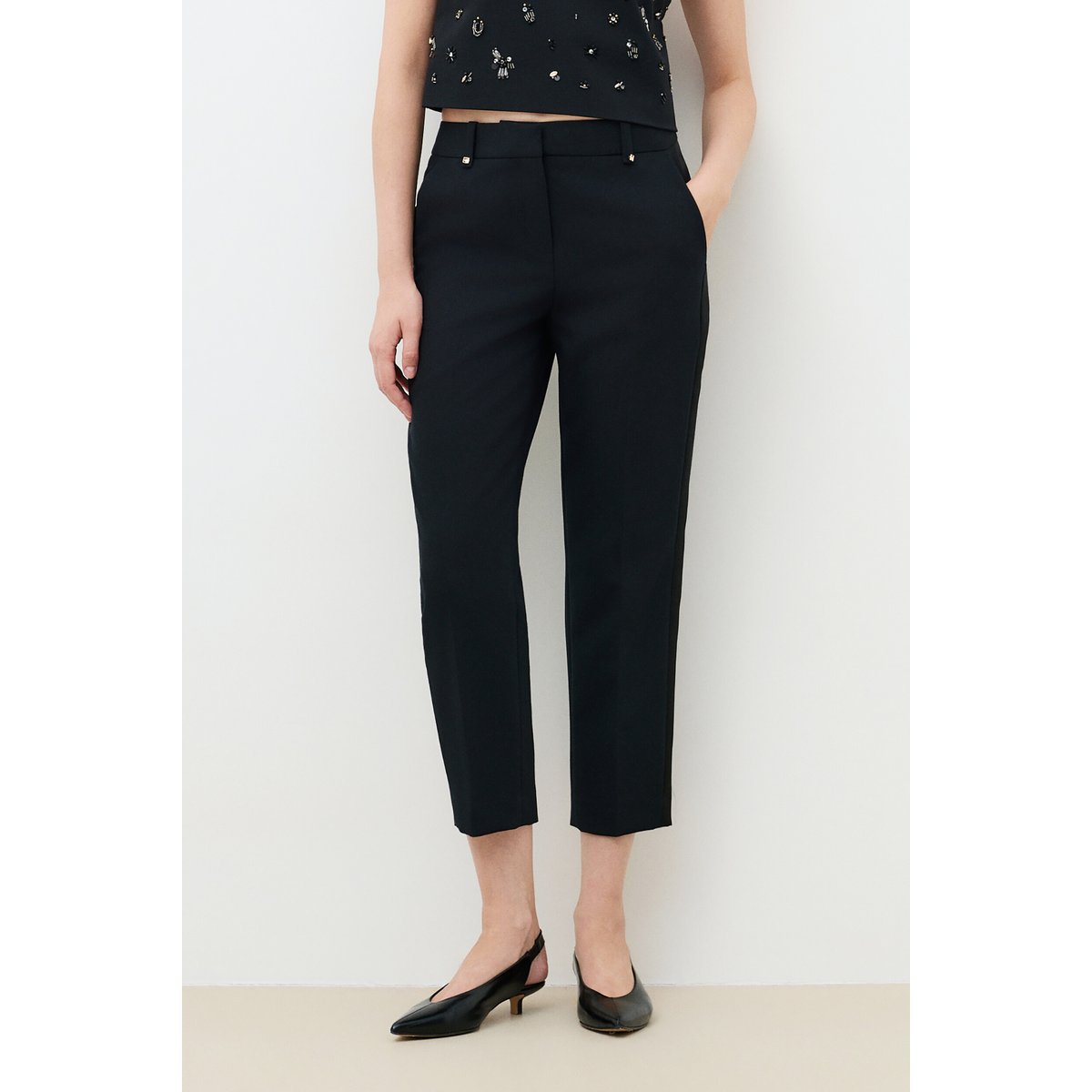 Pantalon droit moderne PSMOCK noir, CAROLL